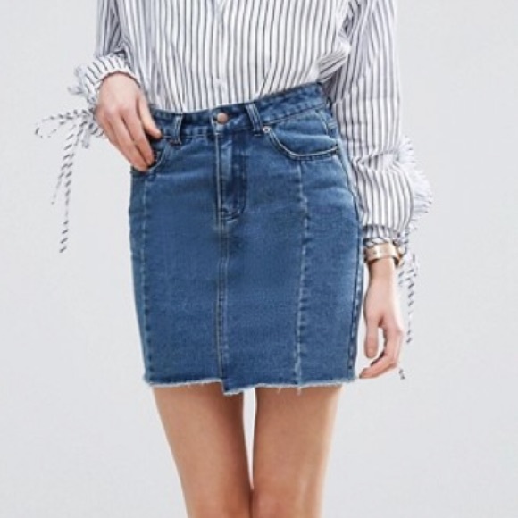 frayed hem denim skirt